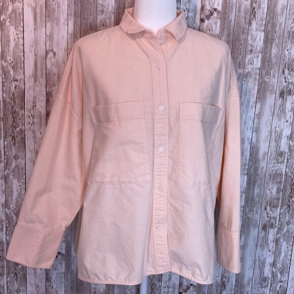 Everlane Peach Relaxed Fit Oxford Shirt size Large - Picture 1 of 4